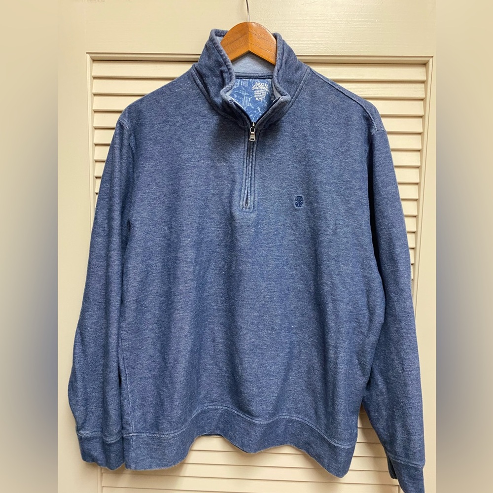 IZOD Saltwater XL Blue 1/4 Zip Pullover Sweatshirt Mens Relaxed Classic 29.5" LS